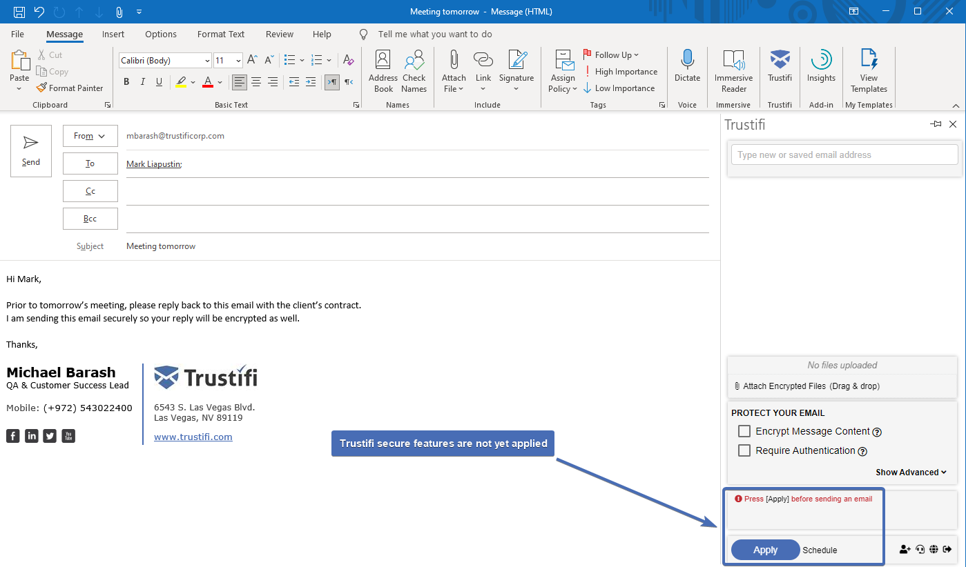 Composing a new email