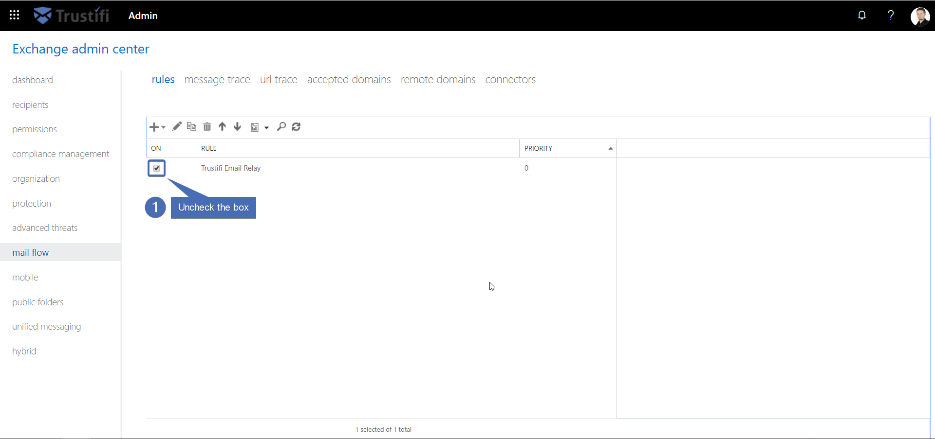 Disconnect Email Relay 0365 Trustifi