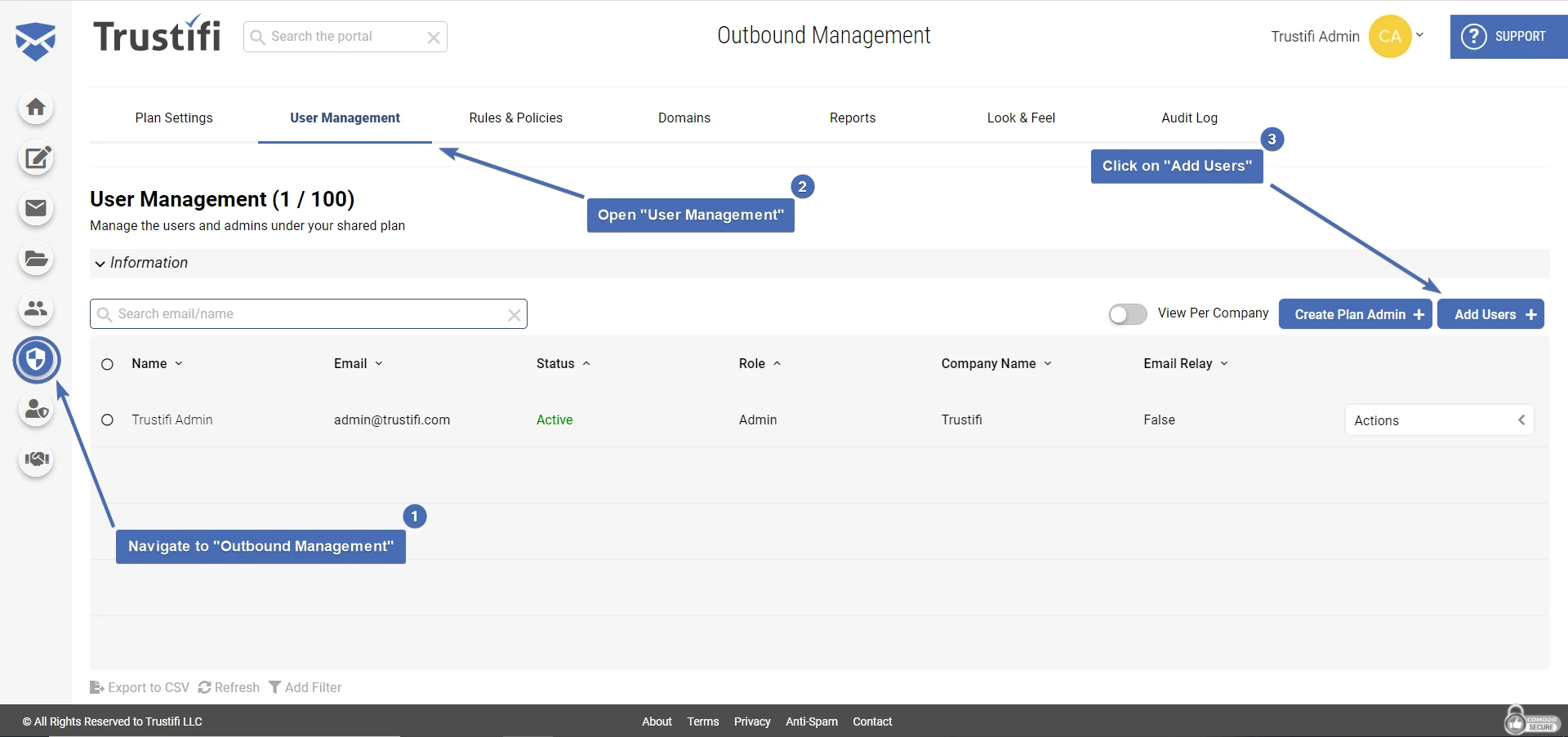 Finding the "Add Users" button