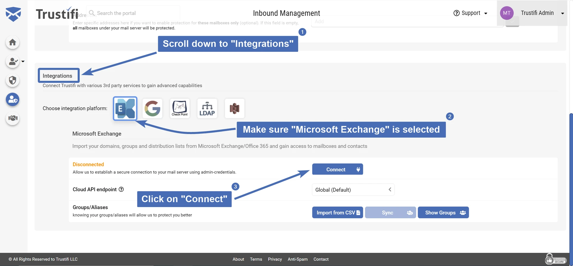 Connecting to your Exchange server