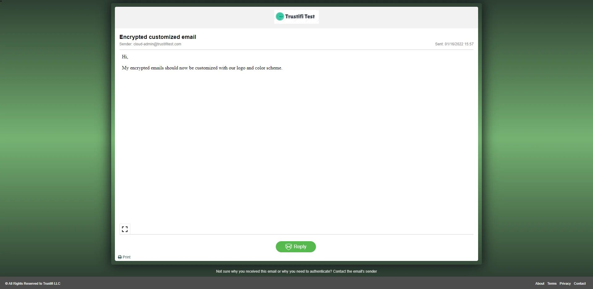 The encrypted email portal with applied customization