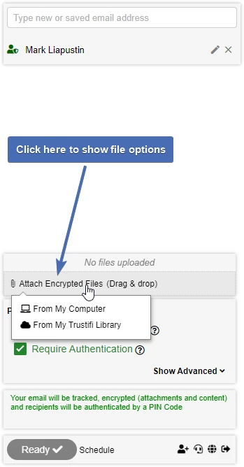 Show file upload options