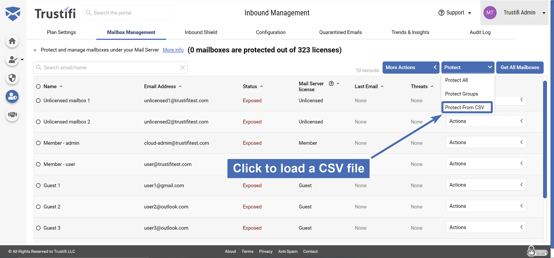 Applying protection from a CSV file