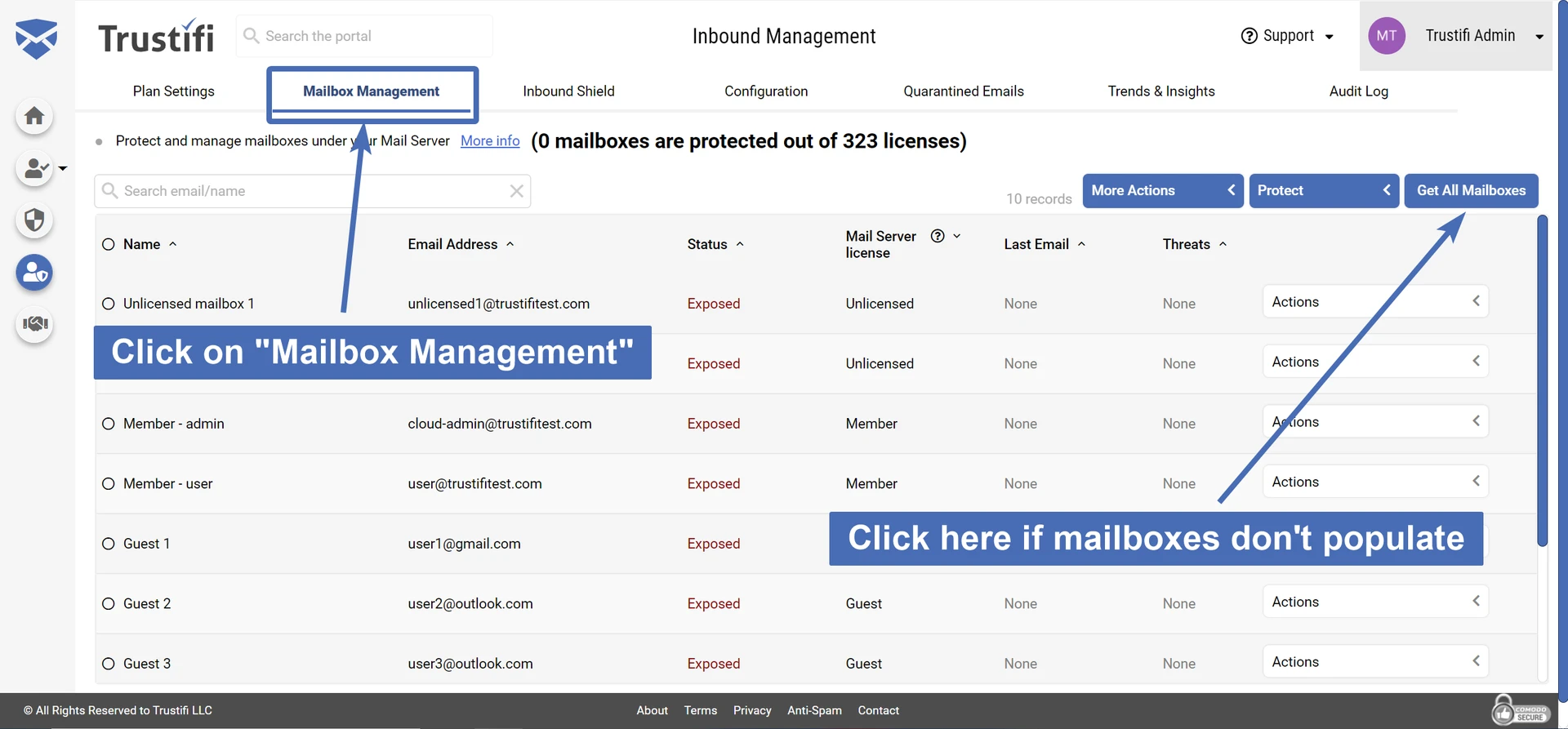 The "Mailbox Management" tab