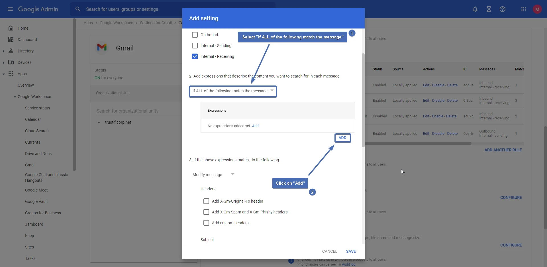 Creating a rule condition