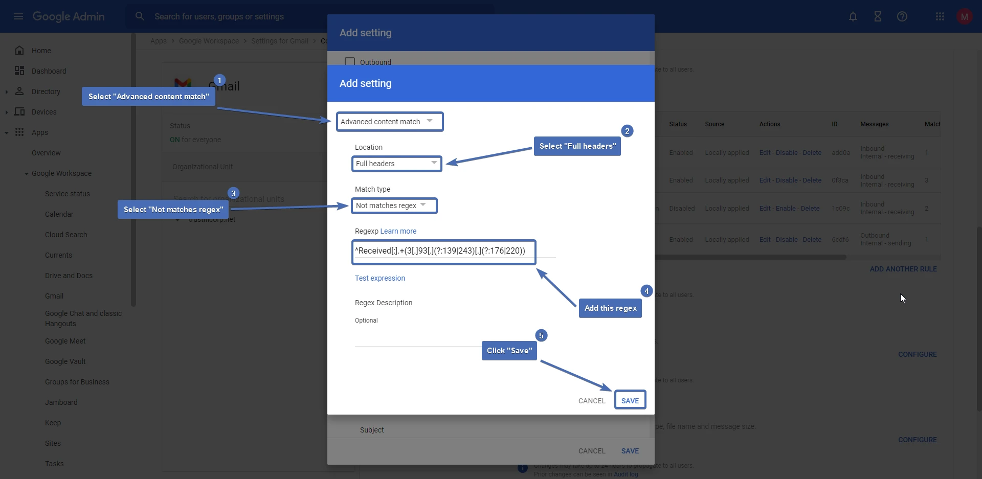 Configuring the route condition