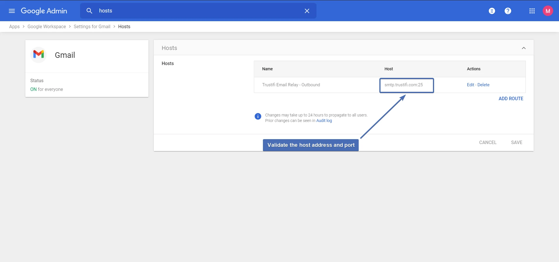 Validating the newly created host