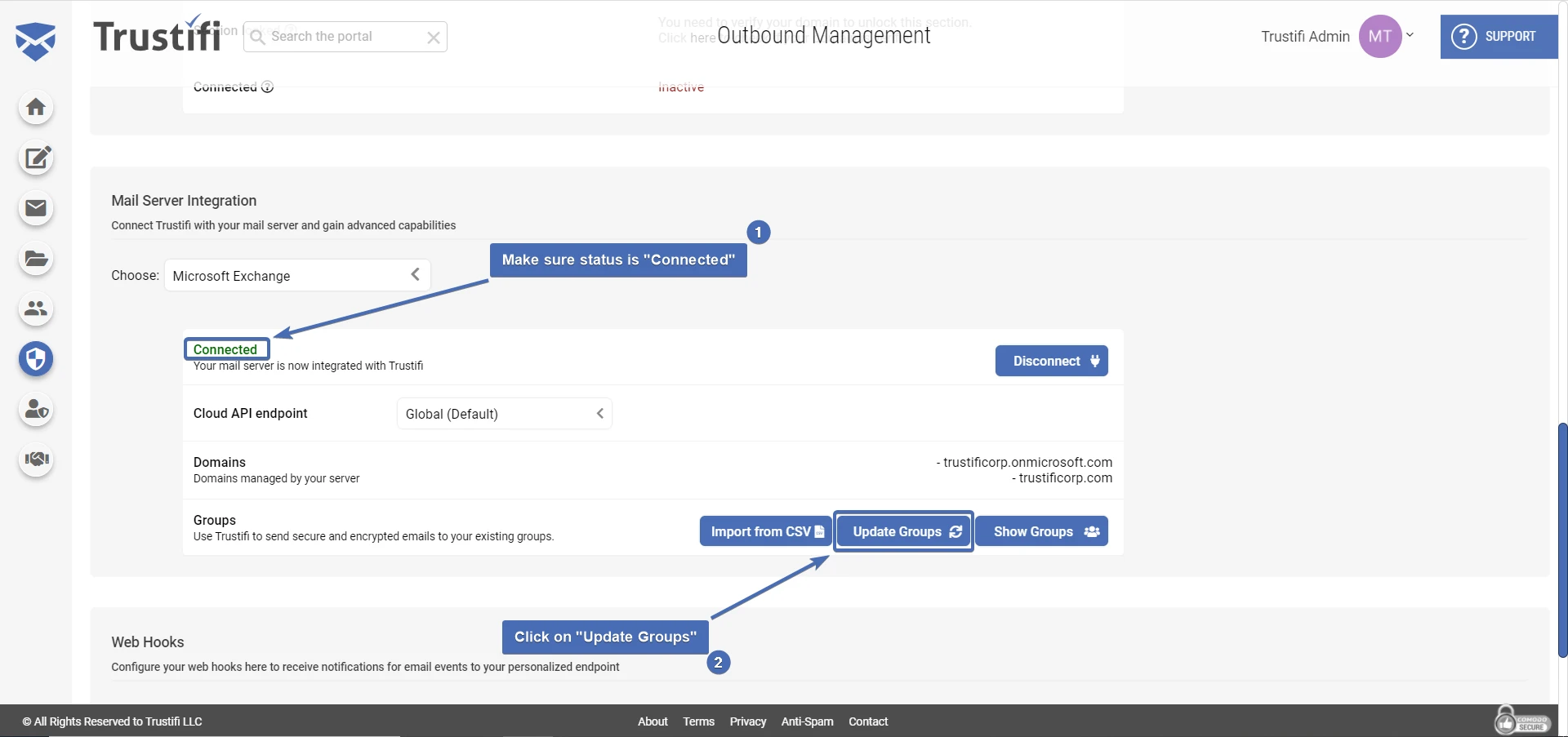 Clicking on "Update groups"